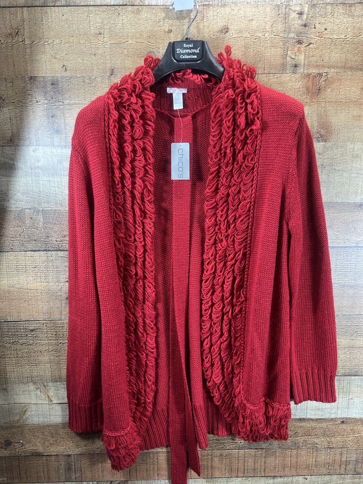 Chico's Fabulous Fringe Cardigan Sweater Cardinal Red Ladies 2-Large NWT |  eBay