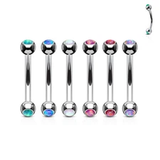 6pcs Opal Set Ball 16g Eyebrow Rings Curved Barbells Wholesale Body Jewelry