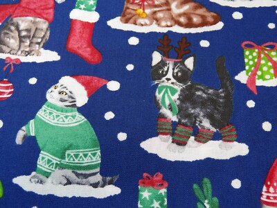 AMF Fabric - Christmas Cotton -Cats in Hats - 2 yards - C-648-C