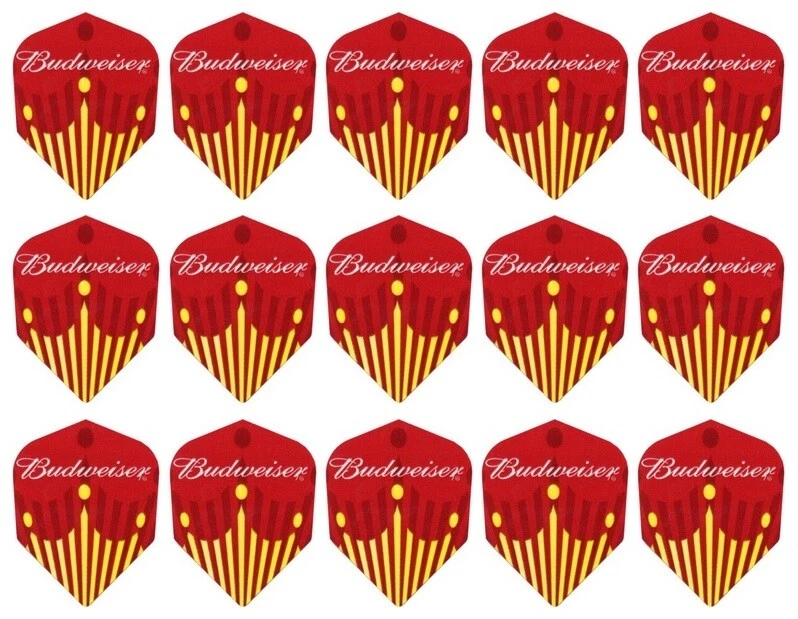 ANHEUSER-BUSCH 5 New Sets Budweiser Standard Dart Flights - Ships w Tracking - Red Yellow Crown