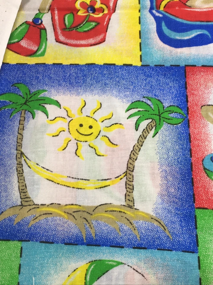 Oakhurst Textiles Fabric Summertime Joan Pace Baker Limeade Beach Sun 1/2+Yd - Image 4 of 4