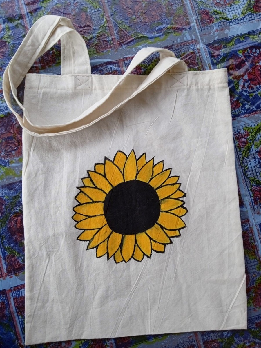Sunflower Hand Painting Class Shopping Tote Bag New