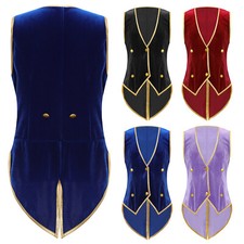 Kids Boys Tailcoat Vintage Vest Fancy Dress Up Medieval Steampunk Costume Party