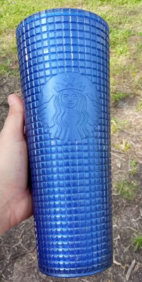 Starbucks Cobalt Grid Cold Cup 24 oz. Venti 710ML 011143254 Plastic Blue Squares