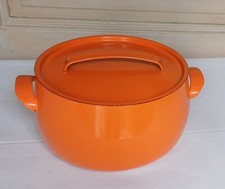 AUBECQ FRANCE - Cocotte en fonte émaillée orange années 60-70