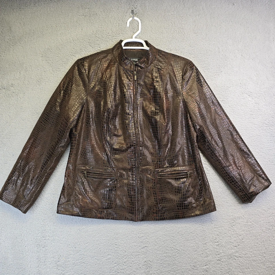 Elementz Womens Jacket Plus Size 1x Lot of 3 Brown Business Casual Animal Print - Image 2 of 4