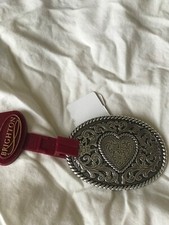 Brighton Heart Embossed Belt Buckle NWT Western Silver Floral