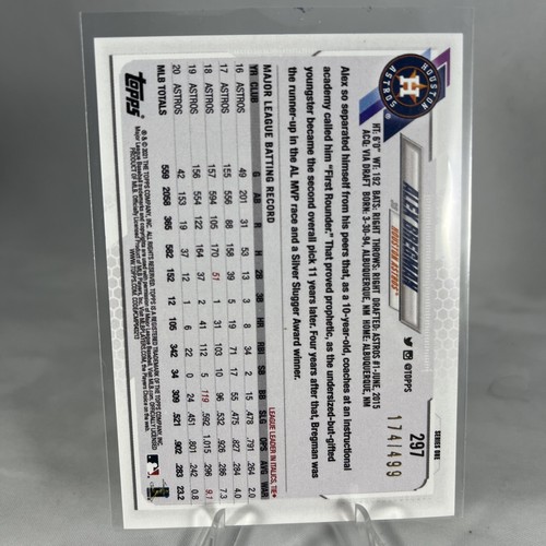 2021 Topps Alex Bregman #297 Green Foil #'d /499 Houston Astros - Foto 2 di 2