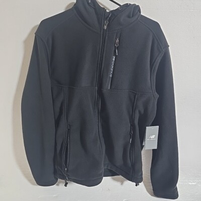 NEW BALANCE FLEECE HOODED JACKET MENS SIZE Small BLACK FULL ZIP NWT NEW