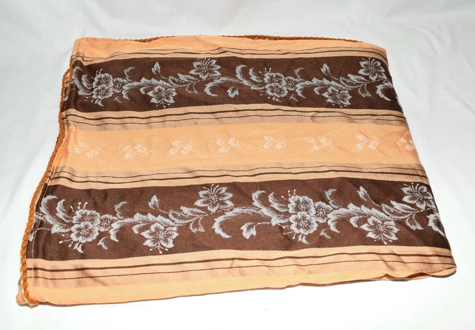 Cubierta de almohadilla a rayas florales marrón naranja vintage años 50 Japan Life International 36 X 75 Foto 2 de 4