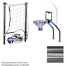 X2 Basketball Volleyball Pool Game Set - 20" Net Ball, Polished Stainless