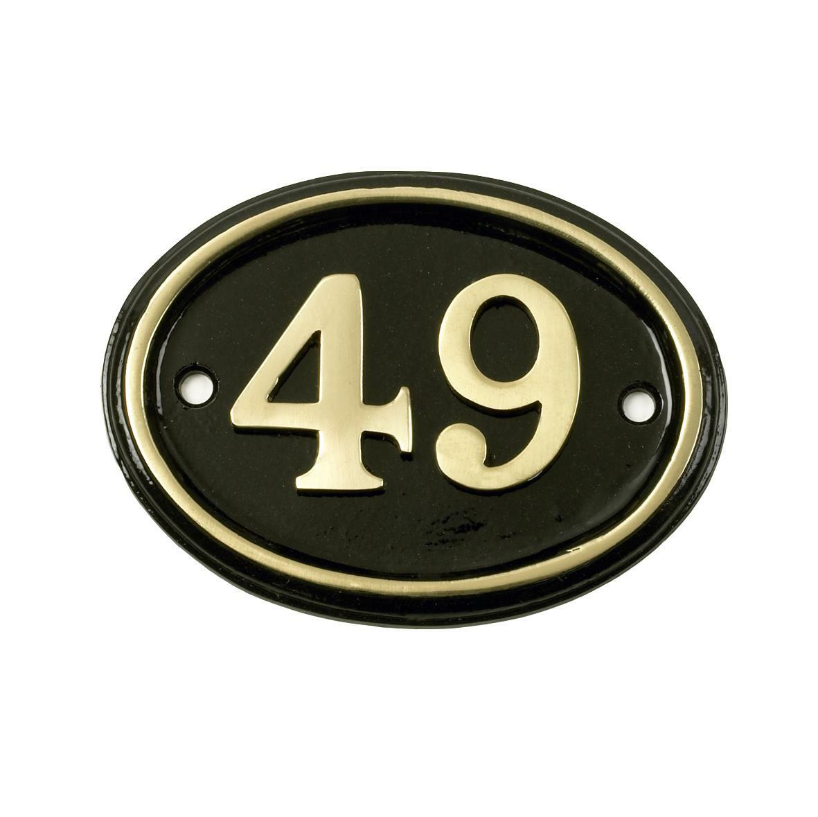Polished Brass & Black Oval House Number Sign - Number 49 | eBay UK