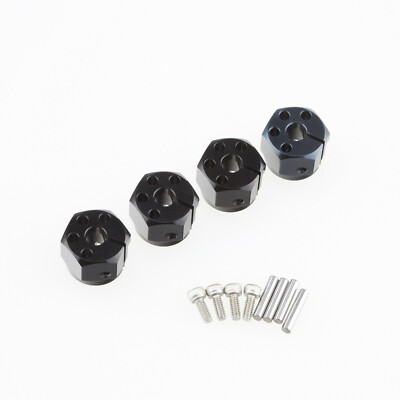 Aluminum 12mm HEX Wheel hub 10mm Thickness Black for RC Crawler SCX10 4PCs