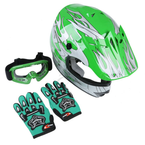 Youth Kids Gloves / Goggles Motorcross Dirt Bike Off Road Motorcycle Helmet DOT - Picture 18 of 19