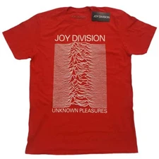 Joy Division Unknown Pleasures White On Red T-Shirt Red New