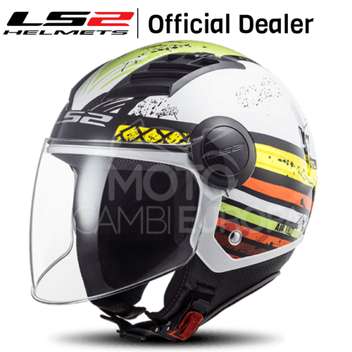 CASCO JET LS2 OF562 AIRFLOW RONNIE GREEN INTERNO REMOVIBILE PRESE D'ARIA |  eBay