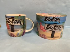 GIFT MUG AND BOX : FLORIDA PARADISE FOUND THEME. PORCELAIN