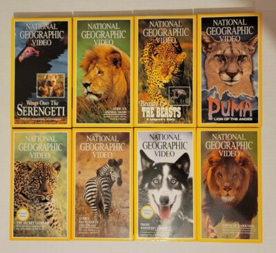 Lot Of 8 National Geographic VHS Leopard Puma Zebra Dogs Lions