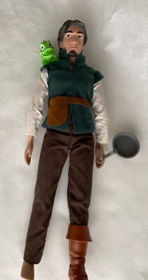 Disney Store Tangled Prince Flynn Rider Eugene Fitzherbert 12'' Doll & Pascal 