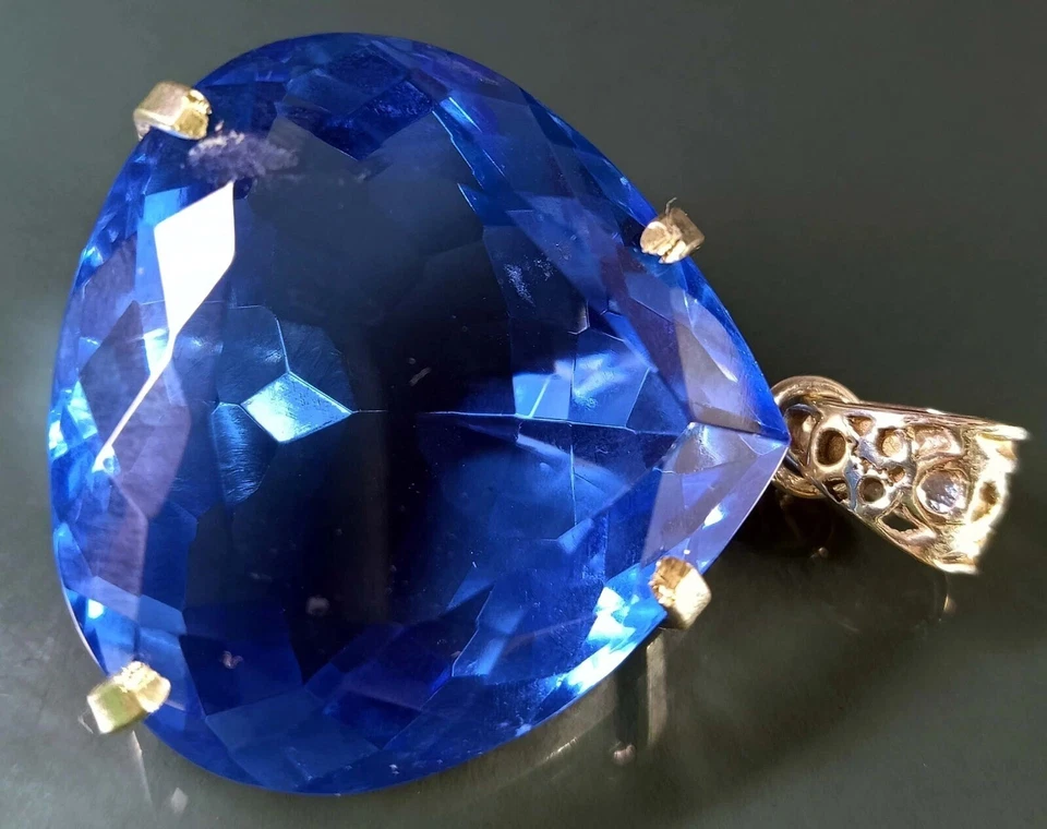 Colgante Topacio Azul Natural Corte Pera 115-116 Ct Piedras Preciosas Sueltas Certificado EGL Foto 3 de 4