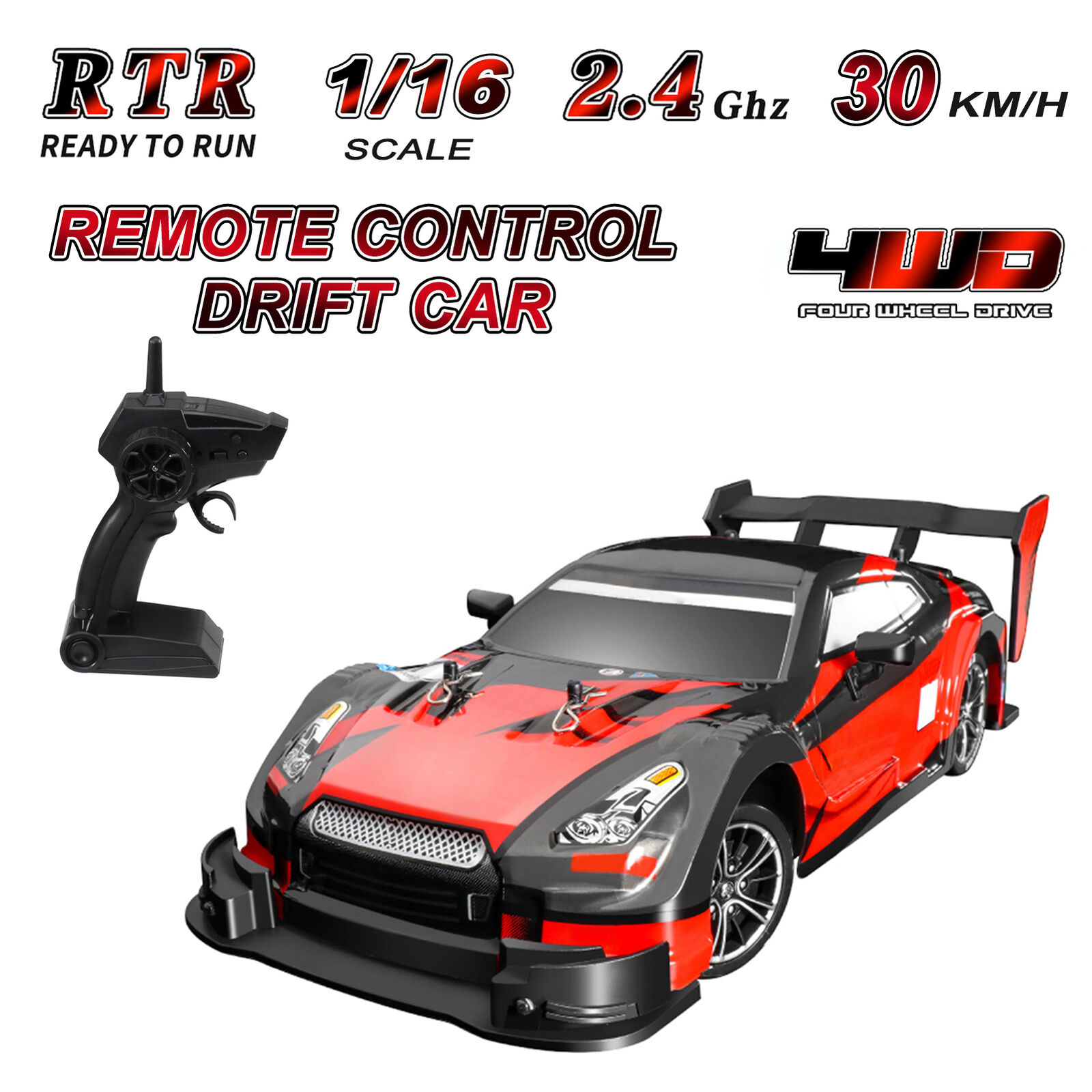 Carrinho De Controle Remoto Nissan Gtr Vel 70 Km Para Drift