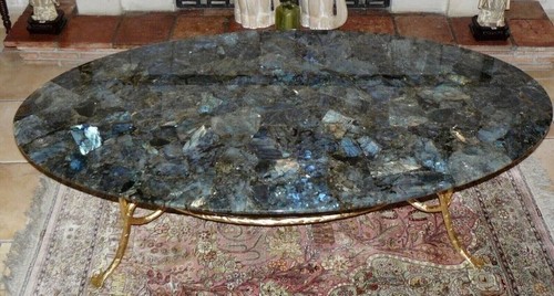 36"x22" Oval Shape Labradorite Coffee Console Table Hallway Home Interior Decor - Picture 3 of 8