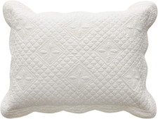Sage Garden Luxury Pure Cotton Quilted Standard Pillow Sham 20'' X 26'', Ivory