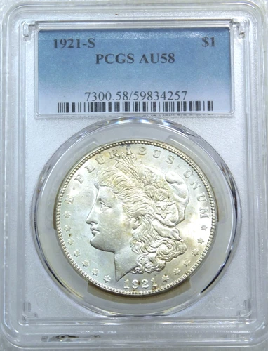 1921-S Morgan Silver Dollar PCGS AU58 Frosty Just Graded New Holder #U252E