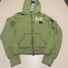 Abercrombie Fitch Women's Green Full Zip Hoodie Sweatshirt Size Med Y2k