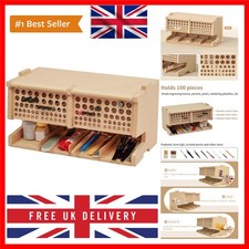Wooden Model Kit Tool Storage Rack with 100 Holes, Brush/Paint Organizer with...