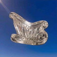 Set Of 2 24% Lead Crystal Sleigh Holiday Votive Candy Dish-Made in USA