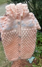 New Hand Knit Newborn Baby Preemie Peach Whit...