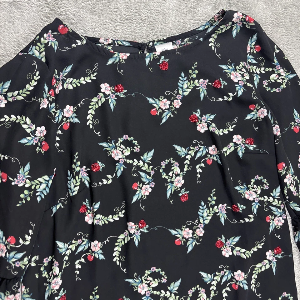 Top campesino negro estampado floral de lentejuelas manzana Blancanieves Disney Lauren Conrad XS Foto 2 de 4