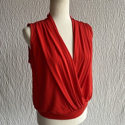 Solid Red Wrap Look Short Top Vneck Dark Vibrant Snap Got It love It S