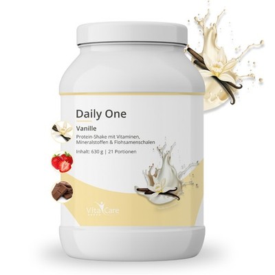 DailyOne Proteinshake 630g Whey-Proteinpulver mit Flohsamenschalenpulver