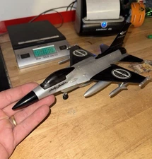 Harley Davidson Piggy Bank Vintage F-16 Fighter Jet Spec Cast Collector Metal