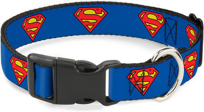 Plastic Clip Collar - Superman Shield Blue - 1/2'' Wide - Fits 6-9'' Neck - Small