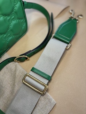 Gucci Zip Camera Bag GG Matelasse Green Leather Small Crossbody w