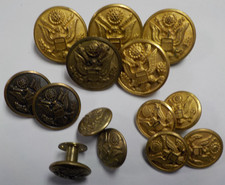 WW2 Military Eagle Shield Uniform Buttons Lot of 14 Different Sizes & Makers