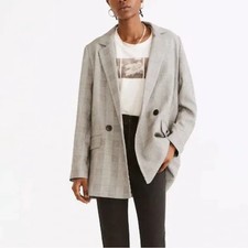 Madewell Dorset Edsall Plaid Oversized Grey Blazer Jacket XS