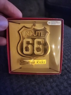 Vintage Nations Treasure Route 66 Gold 24k Finish Brass Christmas Ornament