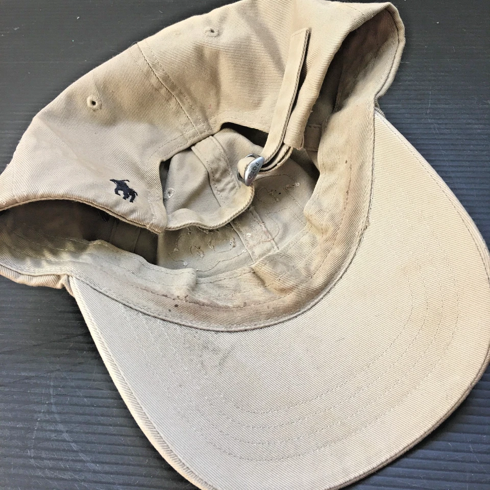 Gorra de béisbol deportiva vintage bronceada Polo Ralph Lauren con logotipo de fieltro azul marino OSFA Foto 3 de 4
