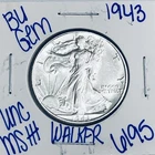 1943 BU UNCIRCULATED WALKING LIBERTY SILVER HALF DOLLAR AUTHENTIC U.S. MINT 6195