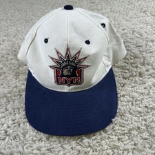 Vintage 90s New York Rangers Starters SnapBack Hat NHL White/Blue