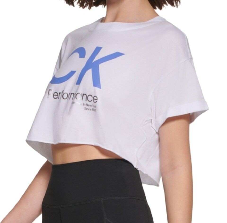 Calvin Klein Performance Logo Crop T-shirt Women's Hyacinth XL NEW $40  PF2T2173