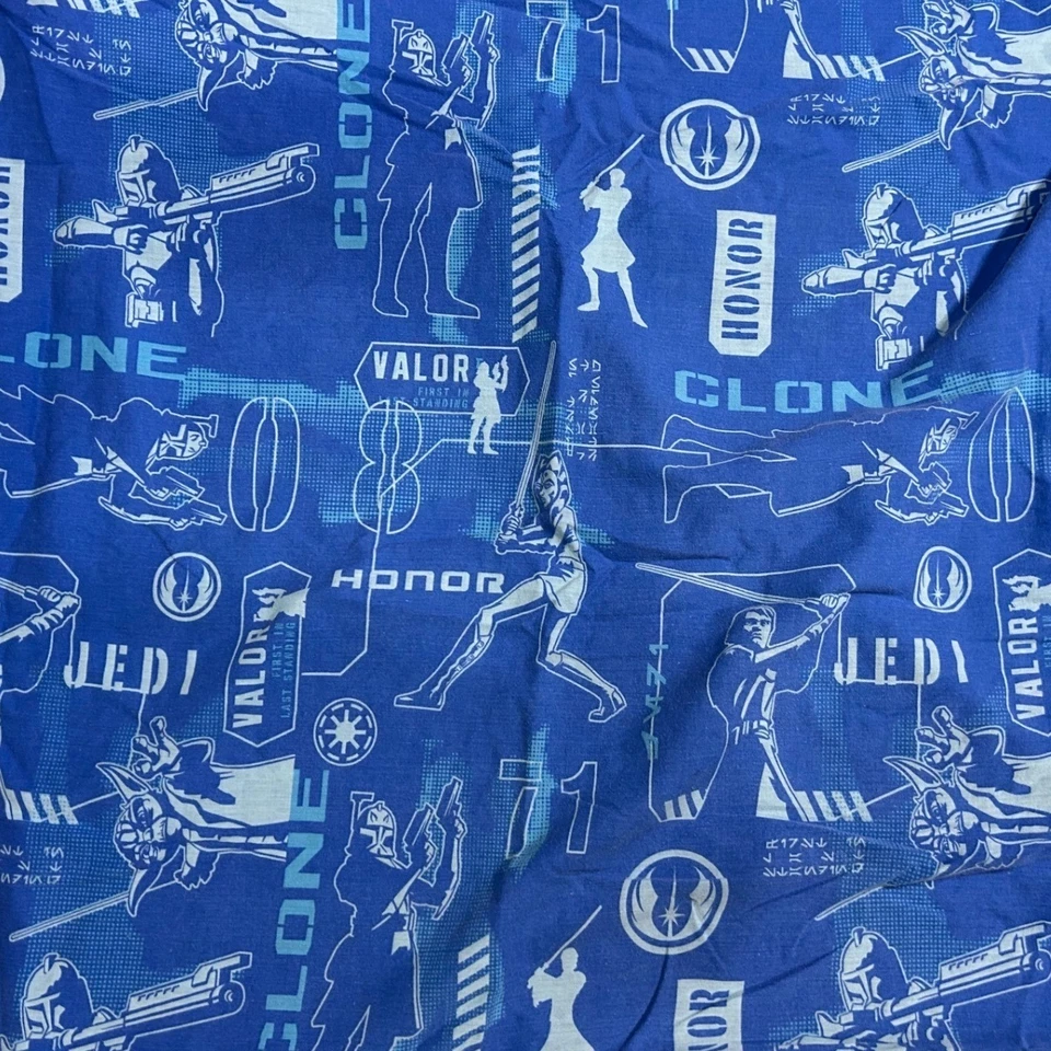 Винтаж 1983 Star Wars Clone Wars Jedi Valor Honor Синий Простыня на резинке - Изображение 2 из 4