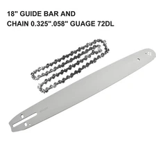 18 Guide Bar + Chain 0.325 .058 Guage 72DL For 62CC, 58CC, 52CC Chainsaw