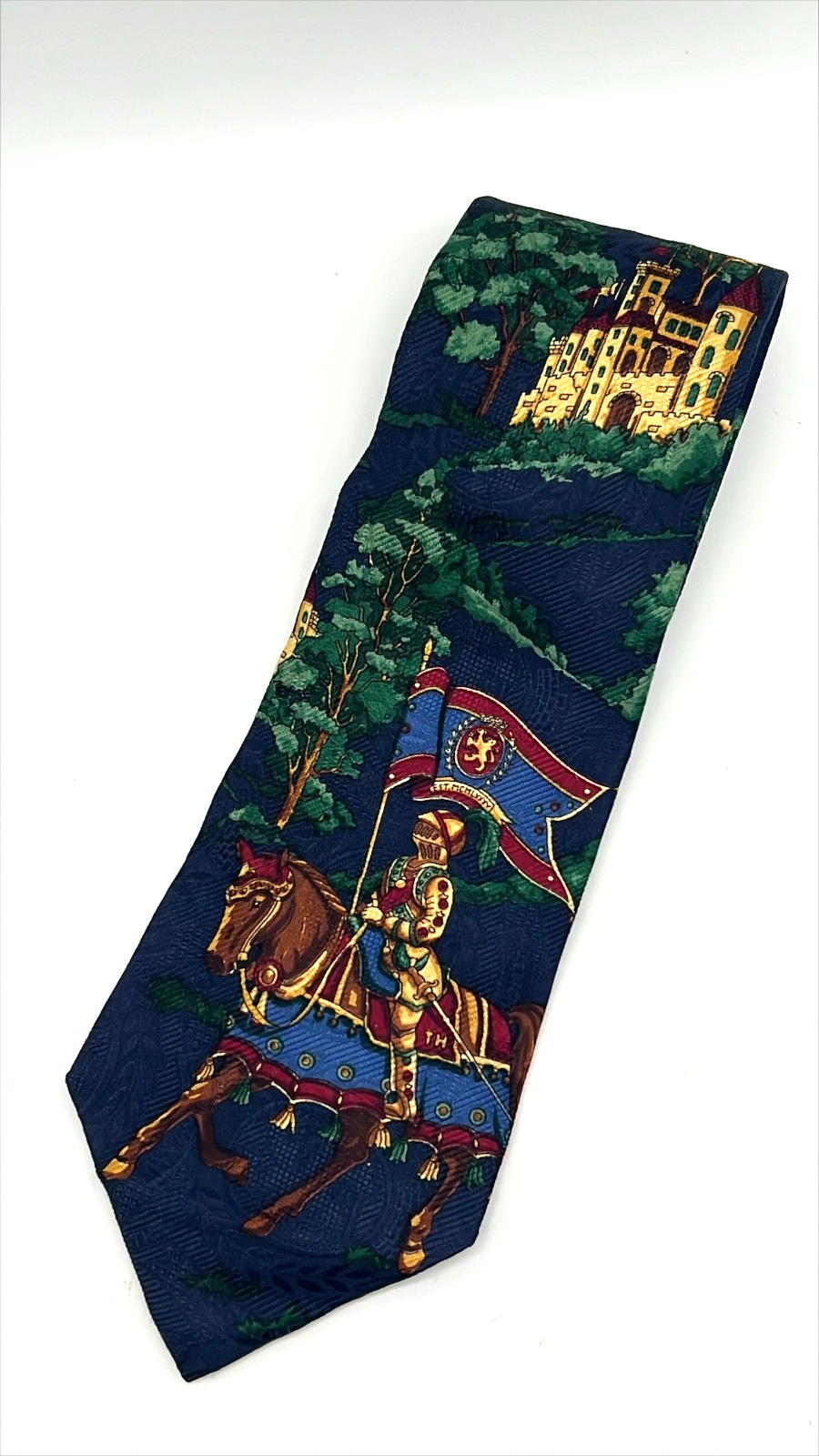 Vintage TOMMY HILFIGER 100% italian Silk Men's tie with horse and knight patter