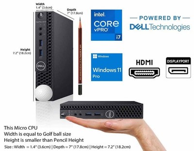Dell Optiplex MFF Mini micro Tiny PC i7 16GB RAM 960GB SSD Windows 11 WiFi