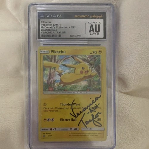 Pokémon Pikachu Confetti Holo McDonald's 2017 CGC JSA Autograph Veronica Taylor